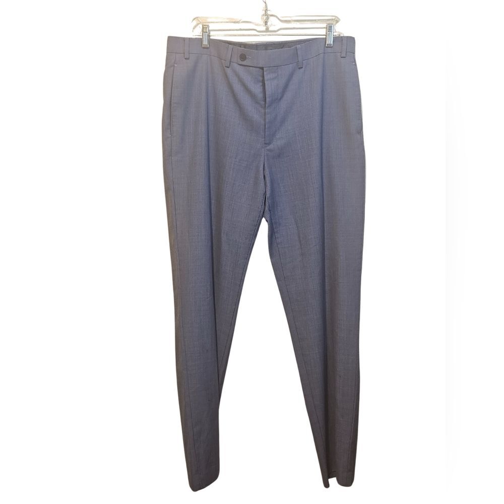 Michael Strahan Men's Dress Pants, 36 x32, Blue, wool blend